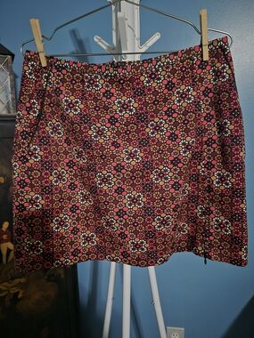 Floral Mini Skirt Zip Slit Built in Shorts